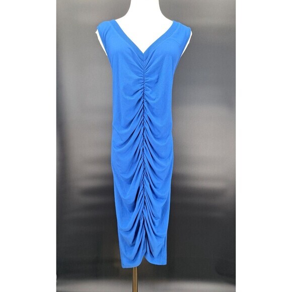 Torrid Blue Dress 2X Ruched Jersey Knit Shirtdress Sleeveless 2 Plus Size - Picture 2 of 8